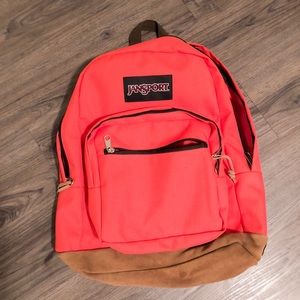 Coral Jansport Backpack with Suede Details